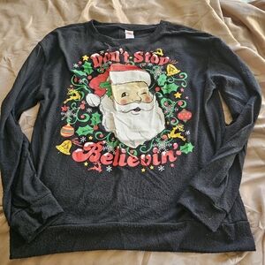 Santa "Don't stop believin" Christmas sweater/long sleeve shirt